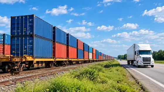 Intermodal freight transportation by rail and truck